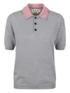 Marni Velvet Collar Polo In Gray