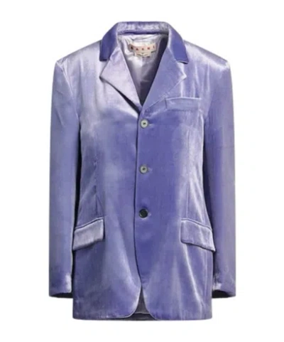 Marni Velvet Single-breasted Blazer In Purple
