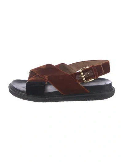 Pre-owned Marni Velvet Slingback Sandals In Multi