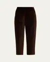 Marni Velvet Straight-leg Ankle Pants In Brown