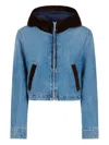 Marni Velvet-trimmed Denim Jacket In Blue