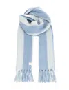 Marni Vertical Striped Scarf With Fringed Ends In Blue