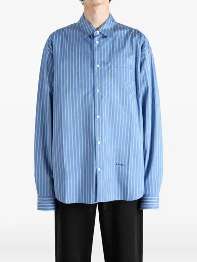 Marni Vertical-stripe Long-sleeve Shirt In Blue
