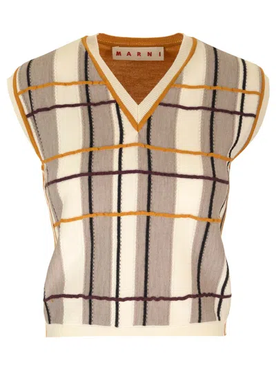 MARNI VEST WITH CHECKED PATCHWORK PATTERN