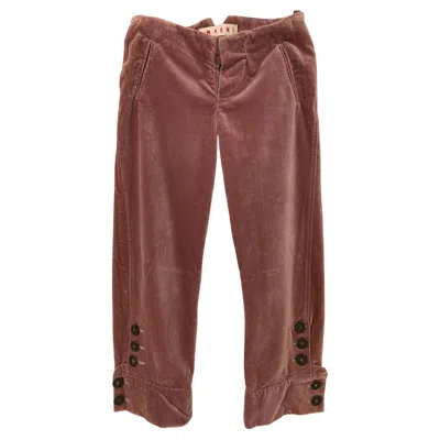 Pre-owned Marni Vintage Cotton Velvet Cropped Pants Unisex Eggplant Size 38 Eu In Brown