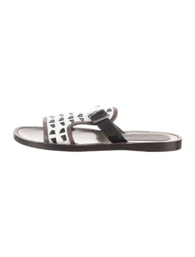 Pre-owned Marni Vintage Leather Slides In Black