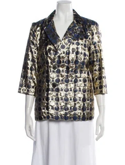 Pre-owned Marni Vintage Printed Blazer In Gold