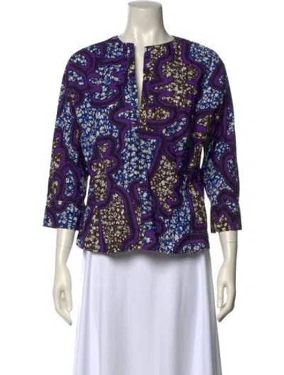 Pre-owned Marni Vintage Printed Blouse In Blue