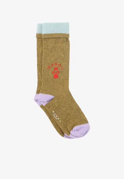 Marni Virgin Wool And Cashmere Blend Socks In Multi