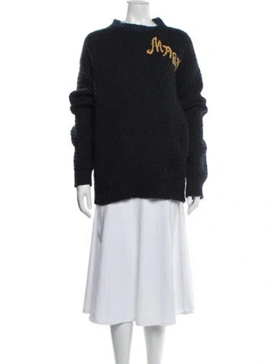 Pre-owned Marni Virgin Wool Bateau Neckline Sweater In Blue