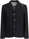 Marni Woman Blazer Midnight Blue Size 10 Virgin Wool In Black