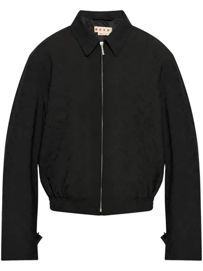 Marni Virgin Wool Bomber Jacket In Black