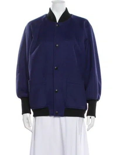 Pre-owned Marni Virgin Wool Bomber Jacket In Blue