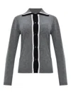 Marni Virgin Wool Cardigan With Contrasting Collar In Gray