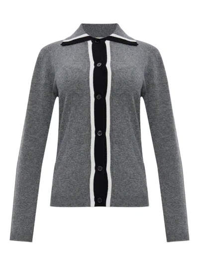 Marni Virgin Wool Cardigan With Contrasting Collar In Gray