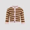 Marni Cropped Cardigan With Playful Stripe Pattern In Pink Gummy