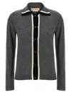 Marni Virgin Wool Cardigan With Contrasting Collar In Gray