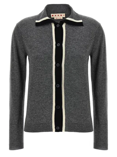 MARNI MARNI VIRGIN WOOL CARDIGAN WITH CONTRASTING COLLAR
