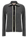 Marni Virgin Wool Cardigan With Contrasting Collar In Gray