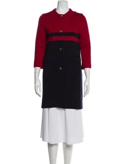 Pre-owned Marni Virgin Wool Colorblock Pattern Coat In Red