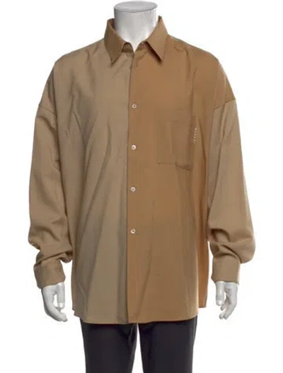 Pre-owned Marni Virgin Wool Colorblock Pattern Shirt In Brown