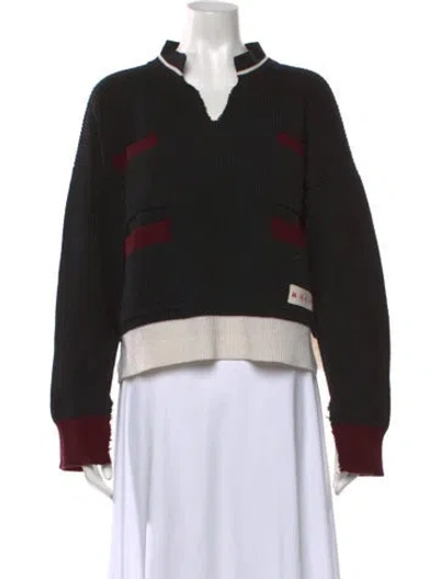 Pre-owned Marni Virgin Wool Colorblock Pattern Sweater In Black