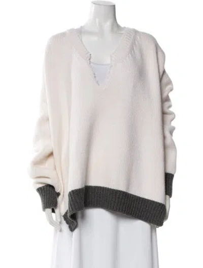 Pre-owned Marni Virgin Wool Colorblock Pattern Sweater In Neutral