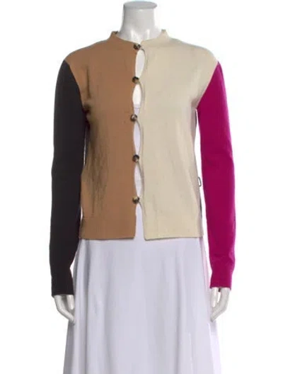 Pre-owned Marni Virgin Wool Colorblock Pattern Sweater In Purple