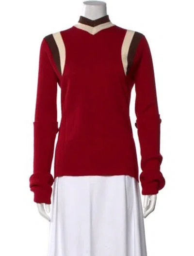 Pre-owned Marni Virgin Wool Colorblock Pattern Sweater In Red