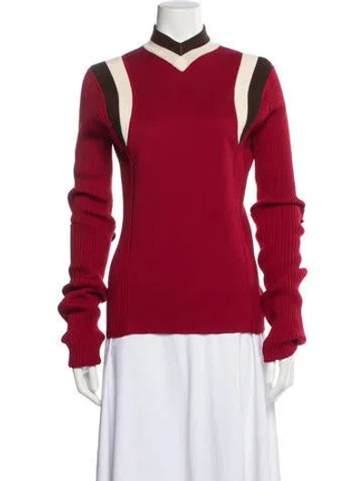 Pre-owned Marni Virgin Wool Colorblock Pattern Sweater In Red