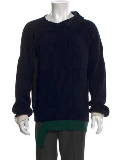 Pre-owned Marni Virgin Wool Crew Neck Pullover In Blue