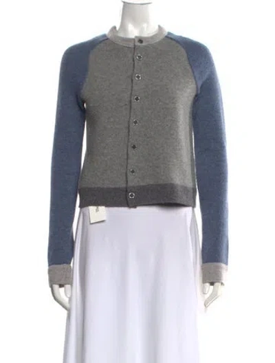Pre-owned Marni Virgin Wool Crew Neck Sweater In Blue/grey