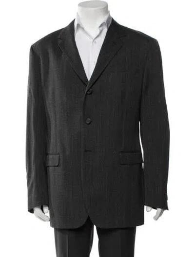 Pre-owned Marni Virgin Wool Embroidered Accent Blazer In Grey