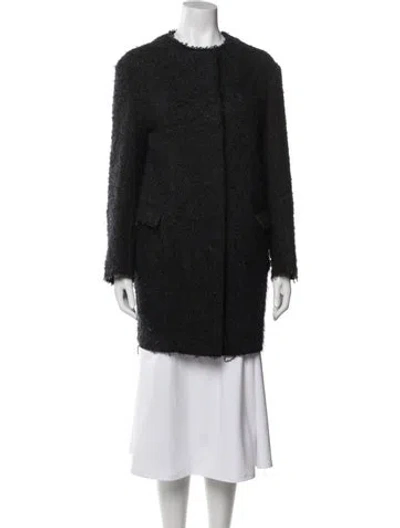 Pre-owned Marni Virgin Wool Faux Fur Coat In Blue