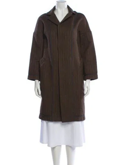 Pre-owned Marni Virgin Wool Faux Fur Coat In Brown