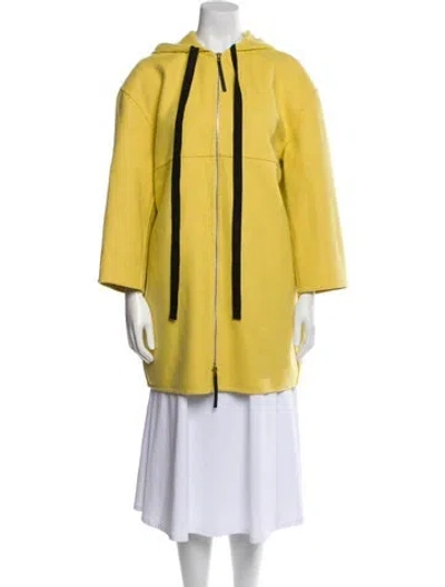 Pre-owned Marni Virgin Wool Faux Fur Coat In Yellow