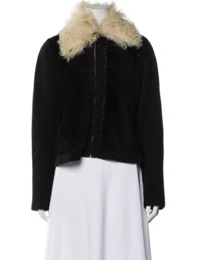 Pre-owned Marni Virgin Wool Faux Fur Jacket In Black
