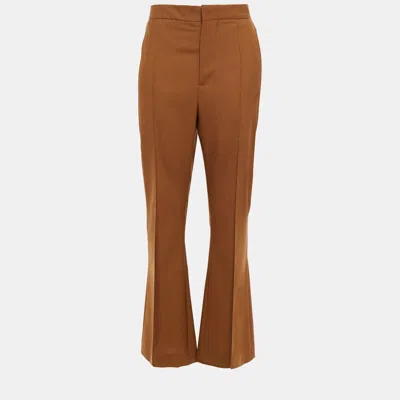 Pre-owned Marni Virgin Wool Flared Trousers 38 In Brown