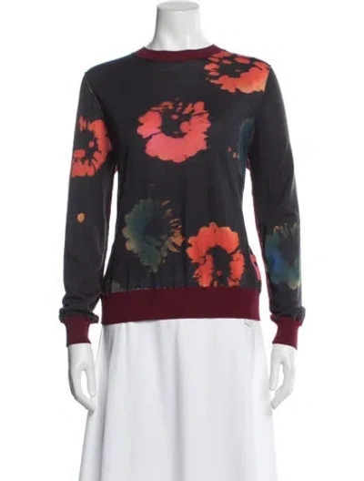 Pre-owned Marni Virgin Wool Floral Print Sweater In Gray