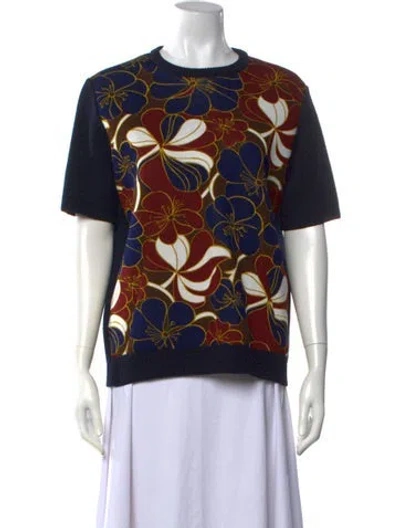 Pre-owned Marni Virgin Wool Floral Print Sweater In Orange