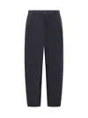 Marni Hand-stitch Logo Elastic-waist Straight-leg Ankle Trousers In Blue