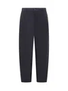 Marni Hand-stitch Logo Elastic-waist Straight-leg Ankle Trousers In Blue