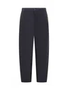Marni Hand-stitch Logo Elastic-waist Straight-leg Ankle Trousers In Blue