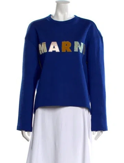 Pre-owned Marni Virgin Wool Graphic Print Sweater In Blue
