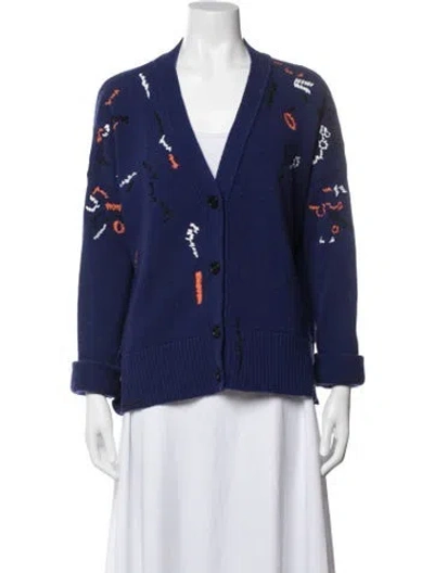 Pre-owned Marni Virgin Wool Graphic Print Sweater In Blue