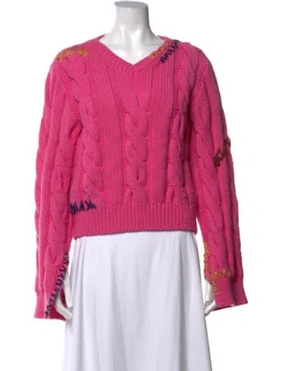 Pre-owned Marni Virgin Wool Graphic Print Sweater In Pink