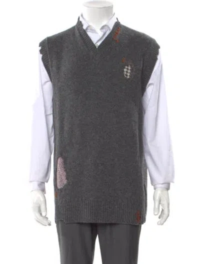 Pre-owned Marni Virgin Wool Graphic Print Sweater Vest W/ Tags In Gray