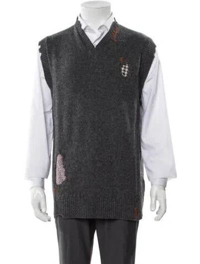 Pre-owned Marni Virgin Wool Graphic Print Sweater Vest W/ Tags In Gray