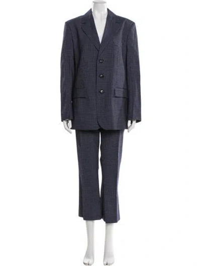Pre-owned Marni Virgin Wool Houndstooth Print Evening Jacket In Blue