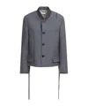 Marni Felt-trimmed Frayed Embroidered Wool Jacket In Gray